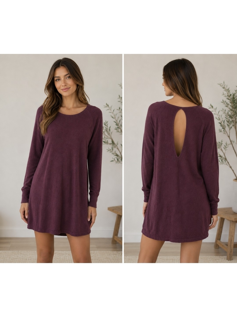 Wilfred by Aritzia Silk Angora Cashmere Blend Open Back Sweater Dress
